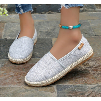 Comfortable Canvas Flat Shoes Women Breathable Non-Slip Espadrille Shoes Woman 2024 Summer Solid Color Shallow Casual Flats