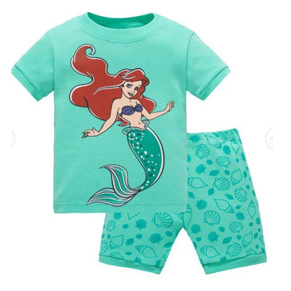 Summer Kids Pyjamas Children Sleepwear Baby Set Elsa Girls Minnie Short sleeved Pijamas Cotton Nightwear Clothes Pajamas Sets