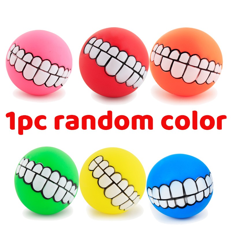Bola para cães com dentes, brinquedo engraçado para truques, brinquedo de silicone para cães, brinquedo de mastigar com guincho, brinquedos sonoros para cães, brinquedos para cachorros, brinquedo interativo para gatos