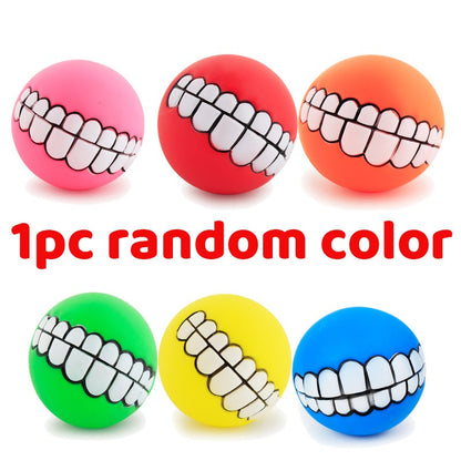 Bola para cães com dentes, brinquedo engraçado para truques, brinquedo de silicone para cães, brinquedo de mastigar com guincho, brinquedos sonoros para cães, brinquedos para cachorros, brinquedo interativo para gatos