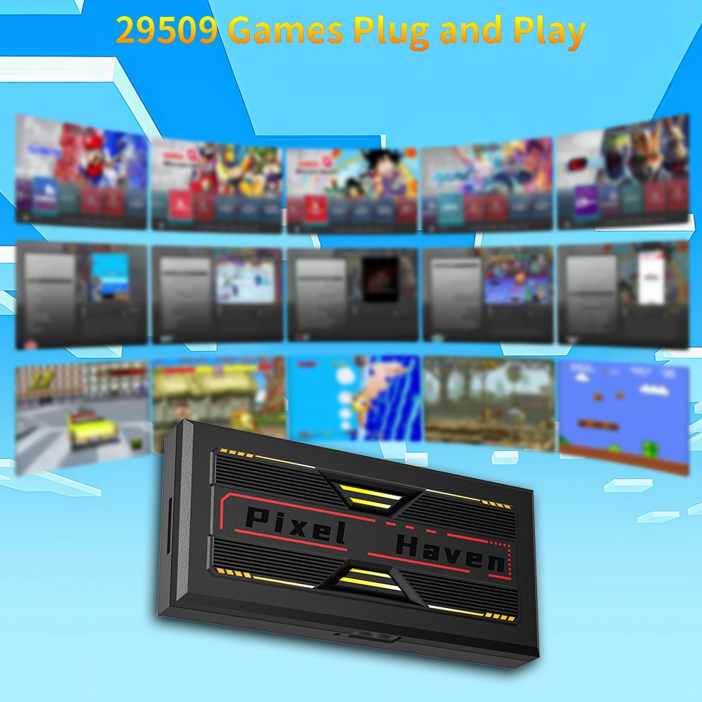 4K HD Retro Game Box Pixel Haven Video Game Console Plug&Play for TV 35500+Games for DC/PS1/PSP/SS/MAME/NES/Sega with Controller