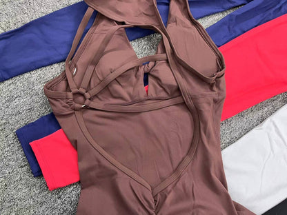 Sportswear Woman Gym Fitness Overalls Sporty Jumpsuit Women NEW Sport Set Women Yoga Clothes One Piece Outfit Purple Red