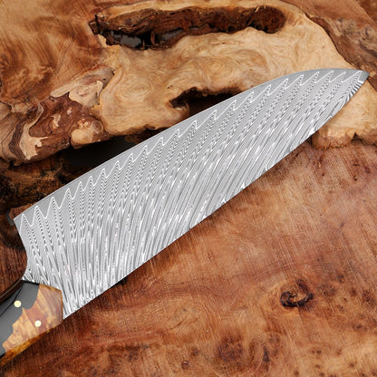 Conjunto de Facas de Chef XITUO Artesanais de Aço Damasco 1-5 peças, Facas de Cozinha Full Tang Extremamente Afiadas Santoku e Faca para Legumes, Cabo Ergonômico