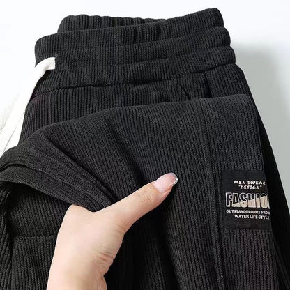 Men's Corduroy Casual Pants Spring Autumn Large Size Elastic Waist Sports Dirt Resistant Wear Resistant Sweatpants Workwear