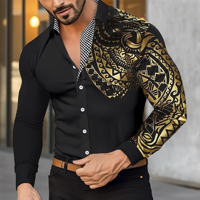 Men's Shirt Buttoned Hawaiian Shirt Long Sleeve Shirt Lapel Men's Clothing Soft Comfortable Shirt Fashion Button Design