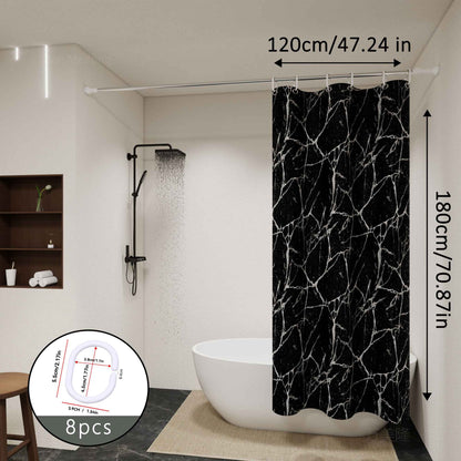 Bathroom Shower Curtain Waterproof Bathtub Bathing Curtains Easy Clean and Wipe PEVA Shower Curtains Marble Curtain with Hooks