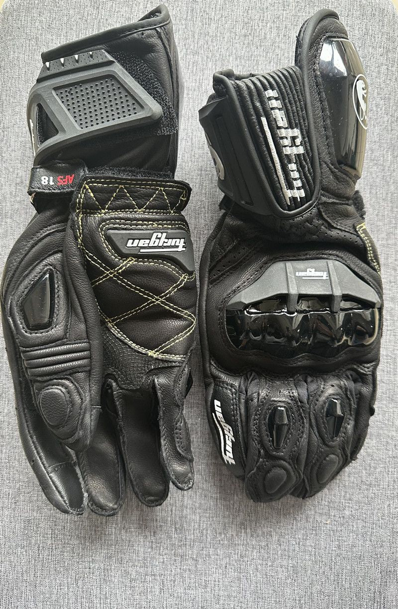 Luvas de Couro Genuíno para Motociclistas Masculinas Luvas de Motocross Corta-vento para Pilotagem ao Ar Livre Equipamento de Proteção para Motociclismo com Tela Sensível ao Toque