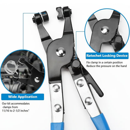 Conjunto de 9 Alicates de Abraçadeira de Mangueira de Longo Alcance para Mangueiras de Combustível, Óleo e Água, Ferramentas Automotivas, Alicates de Abraçadeira de Mangueira para Combustível, Óleo e Água