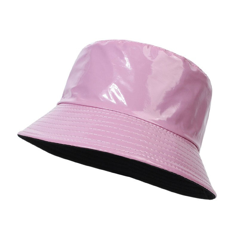 Fashion Shiny Hip-Hop Bucket Hat for Women Men PU Leather Waterproof Panama Cap Summer Fisherman Cap Bob Sun Hat Fishing Cap