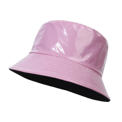 Fashion Shiny Hip-Hop Bucket Hat for Women Men PU Leather Waterproof Panama Cap Summer Fisherman Cap Bob Sun Hat Fishing Cap