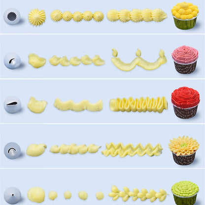 8/10/16Pcs/Set Silicone Pastry Bag Tips Kitchen Cake Icing Piping Cream Cake Decorating Tools Reusable Nozzle Set +1 Pastry Bags