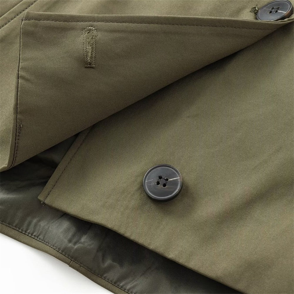 Autumn new European and American style hooded long sleeved lapel jacket single breasted trench coat short jacket