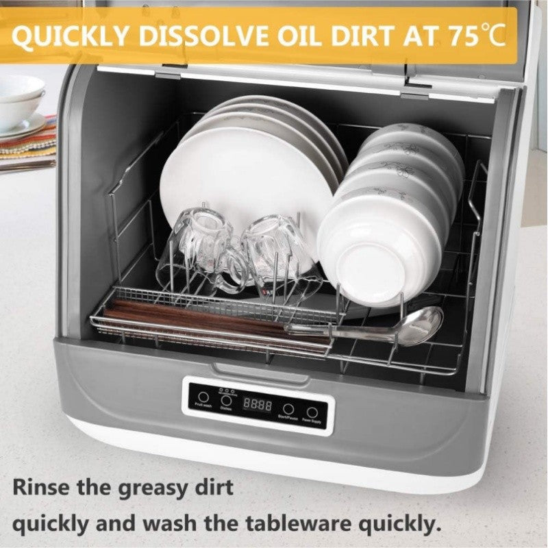 8L Portable Countertop Mini Dishwasher ,4 Washing Programs, Air-Dry Function and LED Light for Small Apartments, Dorms and RVs