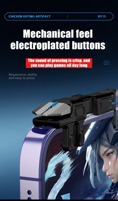 DY15 Mobile PUBG Game Trigger Aim Shooting ABS Alloy Key Button Six Finger Stretchable Sensitive Game Controller for IOS Android