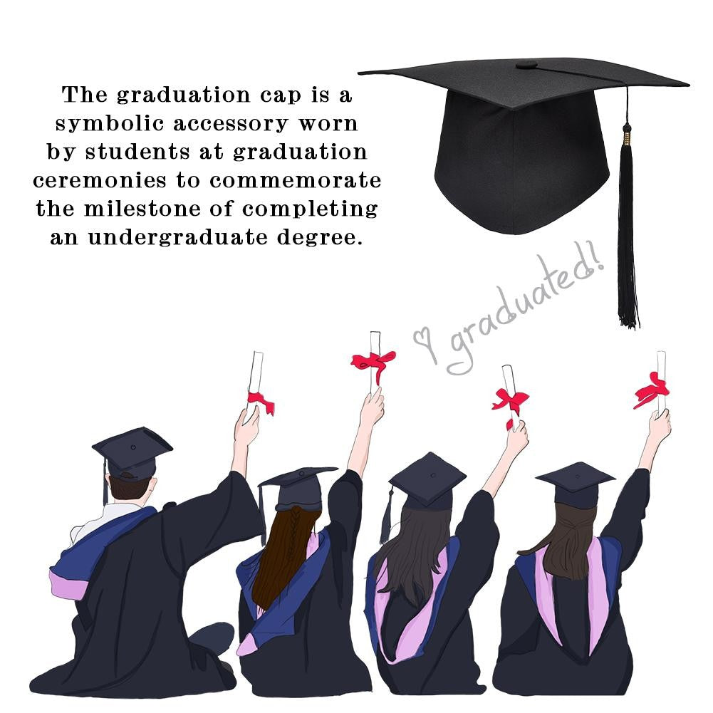 Black Adult Bachelor Caps Graduation Hat for Student 2023 Congratulation Graduation Party Decorations