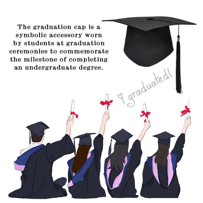 Black Adult Bachelor Caps Graduation Hat for Student 2023 Congratulation Graduation Party Decorations