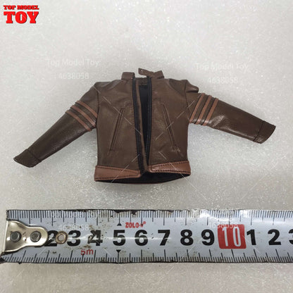 Jaqueta de Couro Marrom em Escala 1/12 Acessório de Roupa Modelo para Bonecos Articulados de 6'' Romankey Ant Notaman Masculino Soldados