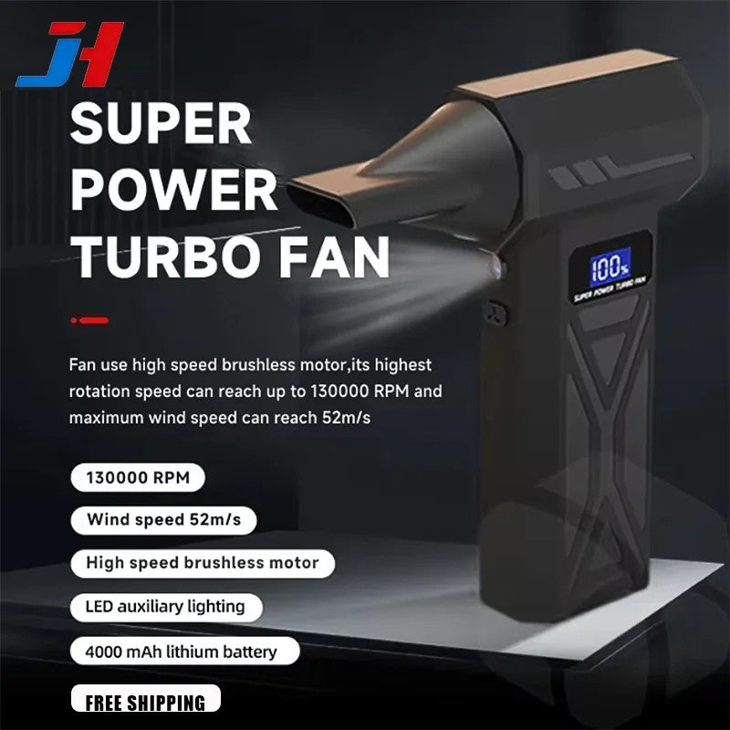 JH Portable Air Blower Free shipping Mini Turbo Jet Fan Handheld Brushless Motor 130000 RPM 52m/s Industrial Duct Fan