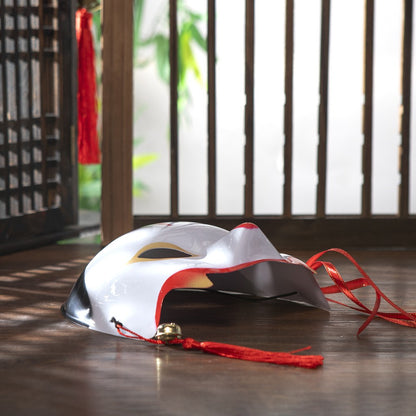 Half Face COS Ancient Style Red Makeup Awakening Headwear Face Mask Japanese Fox Halloween Mask