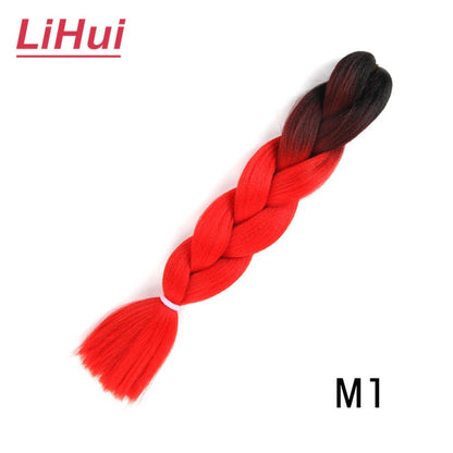 Cabelo Sintético Trança Jumbo 24 Polegadas Ombre Jumbo Extensão de Cabelo para Mulheres Tranças DIY Roxo Rosa Amarelo Cinza Lihu
