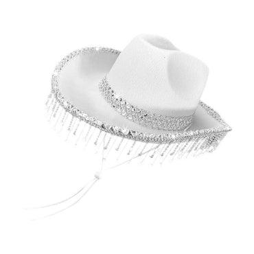 31BB Western Bridal Accessory Rhinestones Studded Tassels Lace Cowboy Hats Panama Hat Photography Props
