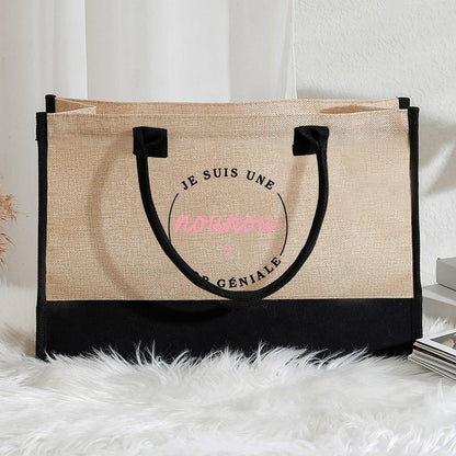 Text Printing Series Tote Bags Handbag Women's Beach Bags Reusable Large Capacity Shopping Bag for Lady