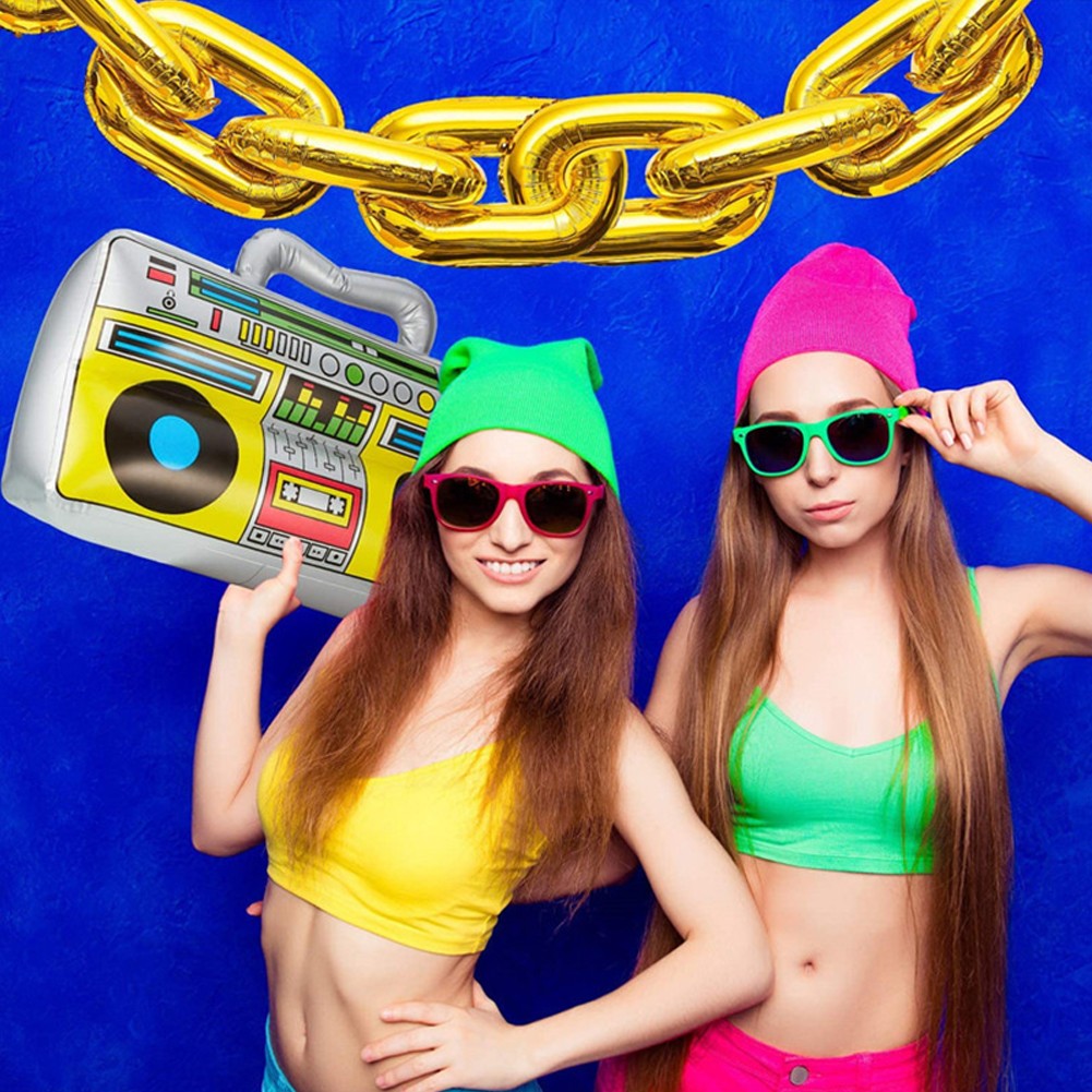 80s 90s Costume Outfit Set Big Gold Chain 80s/90s Rapper Accessories Glasses Bracelet Hip Hop Fancy Dress Costumes for Men Women