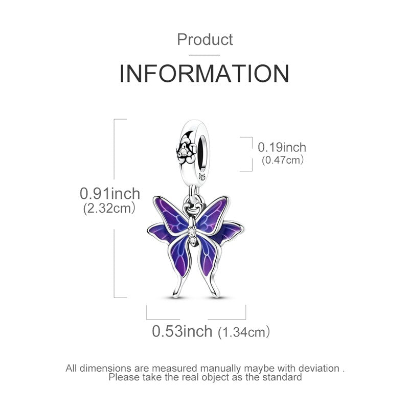 Pingente Charm Libélula Tema Primavera Prata Esterlina 925 Borboleta Flor Pendente Compatível com Bracelete Colar Joias DIY