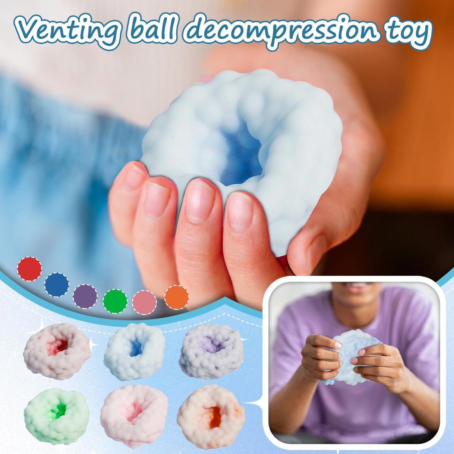 Crunchy Squishies Stress Ball Fidgets Toy Stress Anxiety Relief Balls Office Sand Filled Crunchy Balls Desk Squeeze Toys Gifts