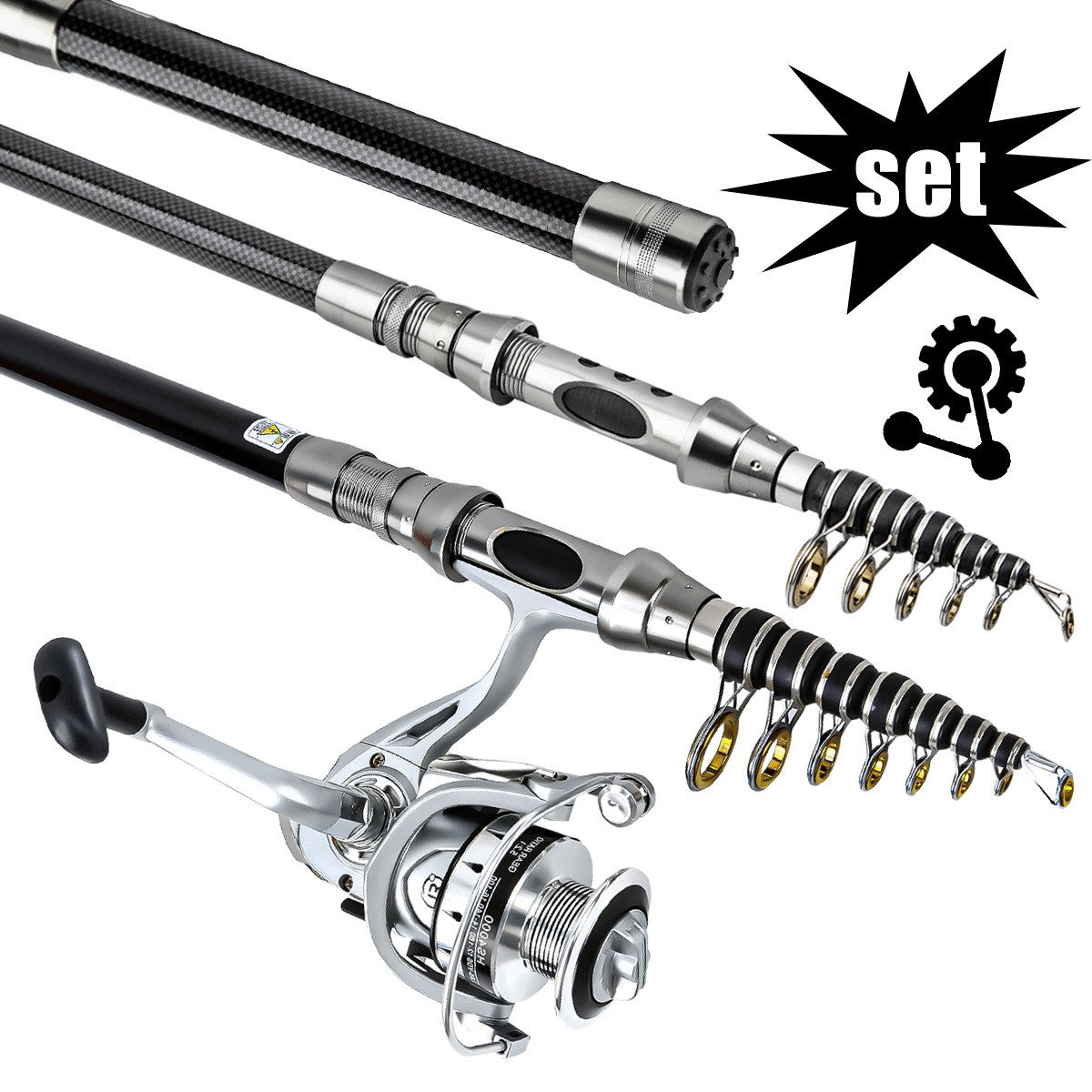 Kit de vara de pesca e molinete Para arremesso longe Luya vara de pesca e molinete combinação telescópica giratória