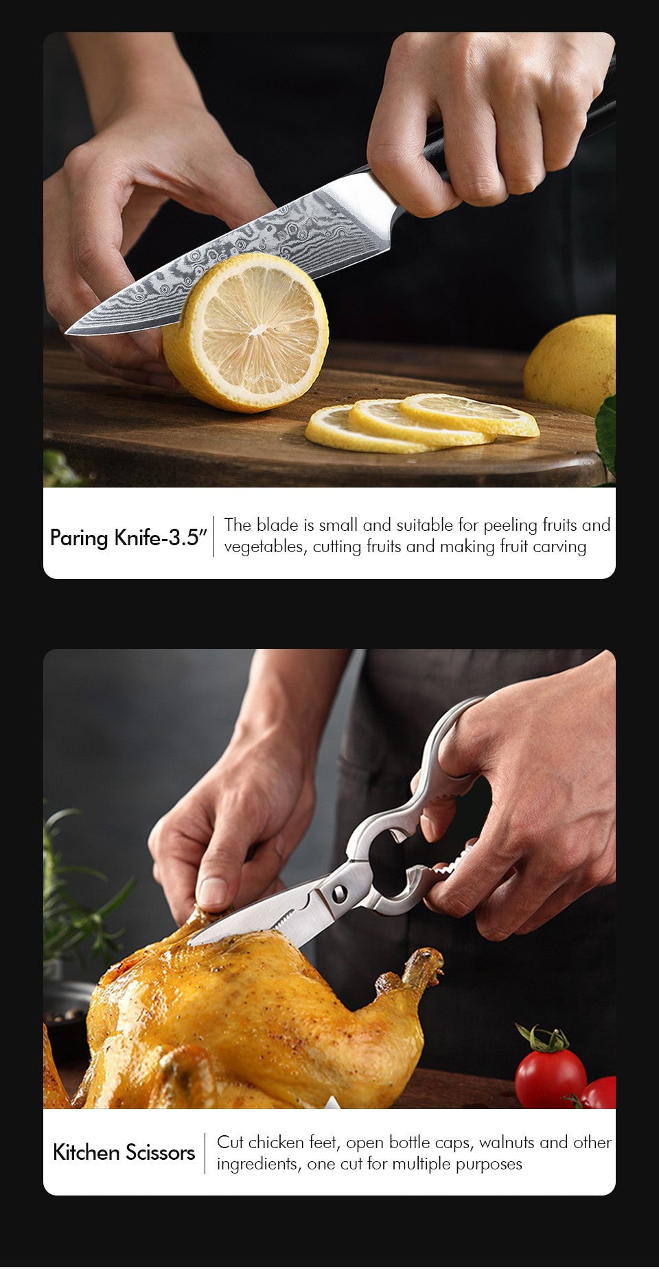 TURWHO Melhores Utensílios de Cozinha de 1 ou 7 Peças, Conjunto Profissional de Aço Damasco de 67 Camadas Com Excelente Bloco de Facas de Madeira de Acácia