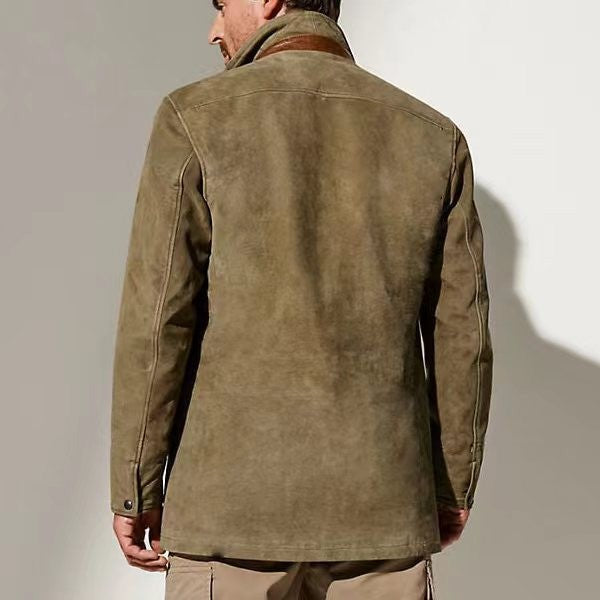Spring Autumn New Men's Jackets Casual Retro Formal Coats for Men Collar Splicing Color Contrasting Tops Men Clothing