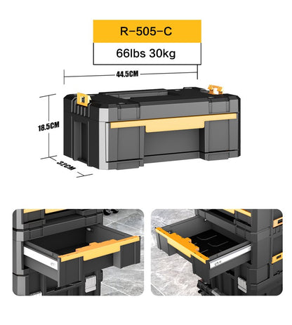 AIRAJ Conjunto de Caixa de Ferramentas Modular Empilhável - Caixa de Ferramentas Portátil com Rodas para Montagem Modular e Fácil Mobilidade que Economiza Espaço!