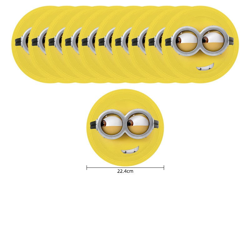 Anime Minion Themed Party Decorations Party Tableware Set Plates Cups Birthday Balloons Big Eye Yellow Man Party Favors Supplies