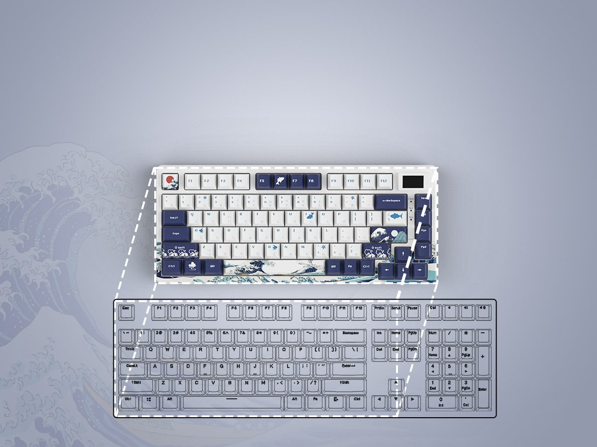 Teclado Mecânico Womier SK80 Gasket Mounted, Teclado Gamer de 81 Teclas 75% com Hot Swap RGB e Tela Inteligente para PC