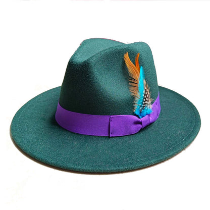 Leather Pink Fedora Wide brimmed Jazz Hat Autumn/Winter Classic Elegant Panama Hat Gentleman Hat Wholesale Sombrero