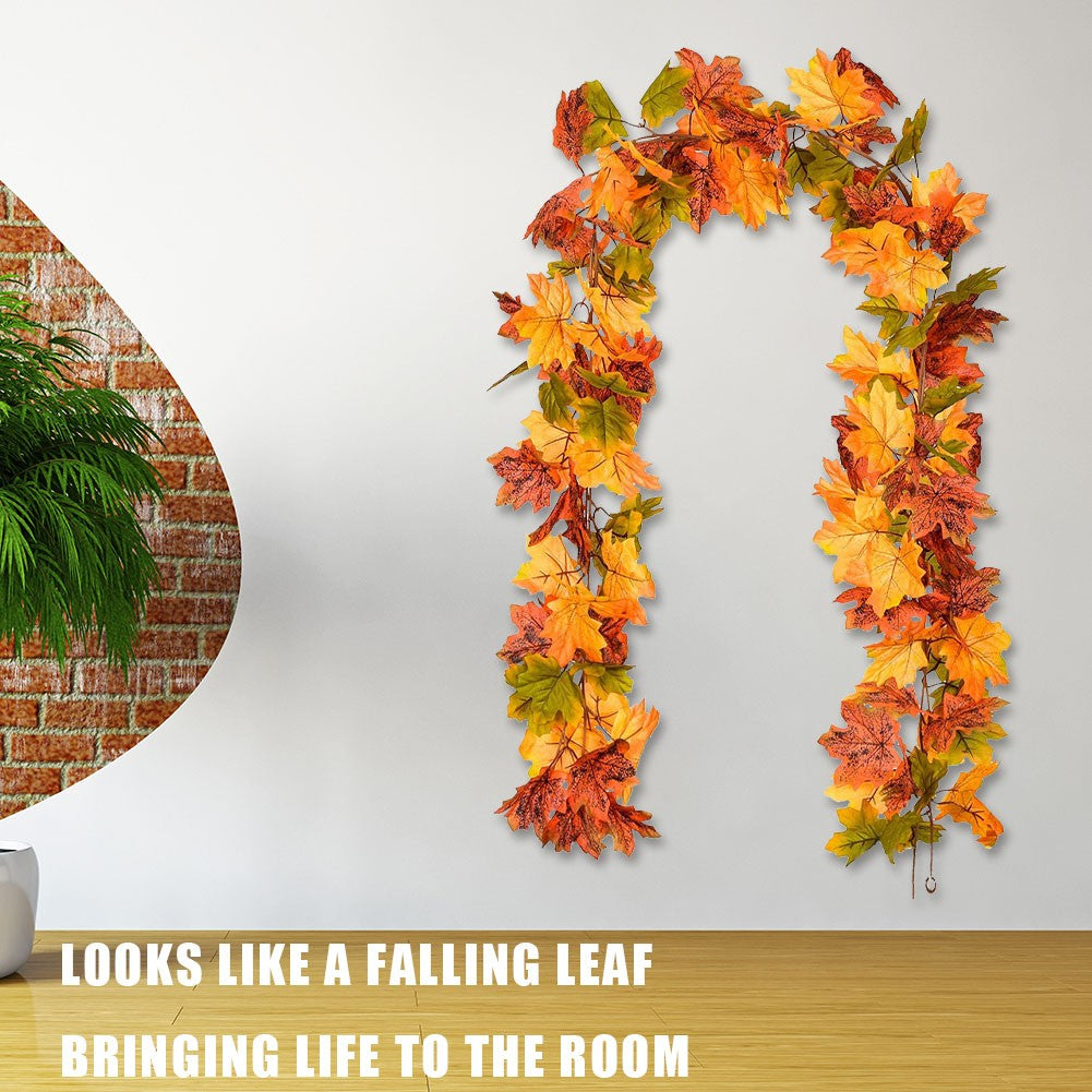 1/2Pcs 175cm Artificial Fall Maple Leaf Garland Fake Plants Autumn Decor Leaves Vine for Thanksgiving Halloween Decoration Gifts