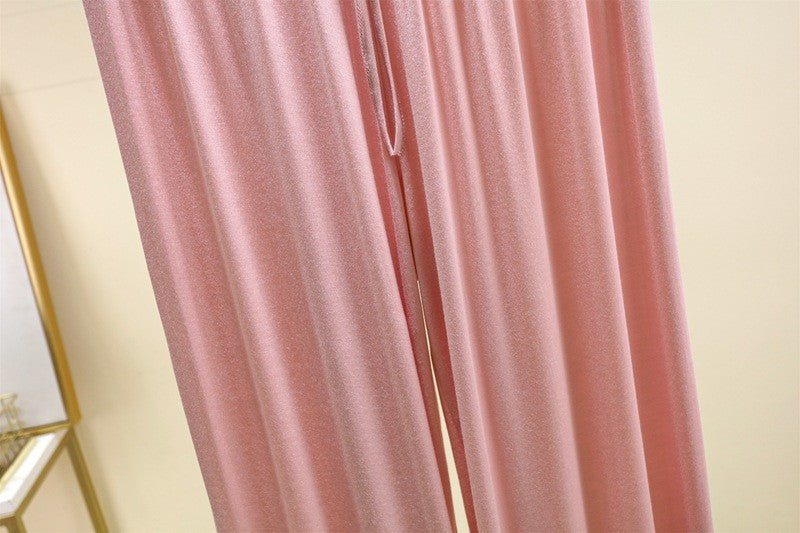 Plus size L to 6XL U-Neck Women's wide leg pants high waist Loose Long pant solid color Casual drapped trousers all match