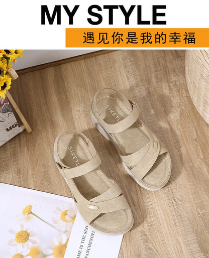 Sandal Lightweight Casual Sporty Comfortable Thick-Soled Velcro Versatile Fashion Trend Breathable National Style Wear-Resistant