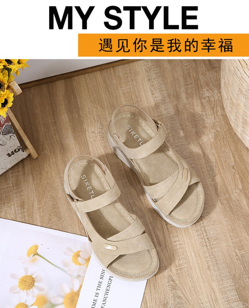 Sandal Lightweight Casual Sporty Comfortable Thick-Soled Velcro Versatile Fashion Trend Breathable National Style Wear-Resistant
