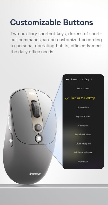 Mouse Sem Fio Baseus Editor Pro Bluetooth 5.1 Modo Duplo Bateria de Longa Duração Recarregável Ergonômico de Escritório com Display