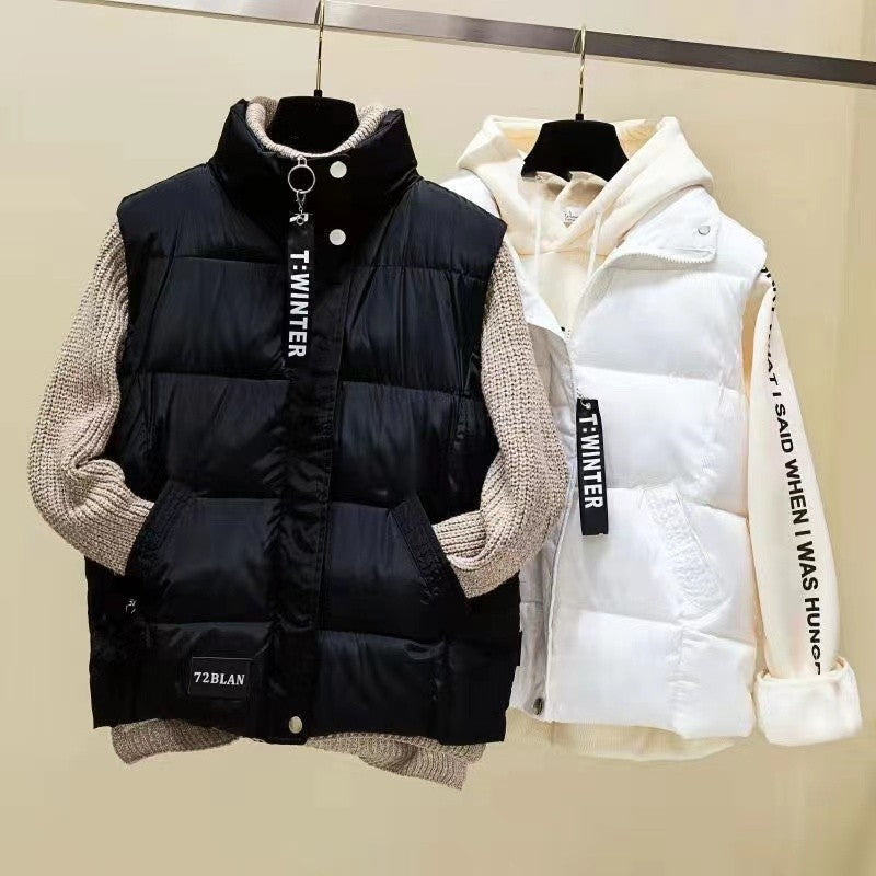 2024 New Autumn Winter Solid Loose Vest Women Down Cotton Vest Female Warm Sleeveless Short Coat Jacket Windproof Warm Waistcoat