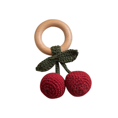 1 Brinquedo Chocalho de Crochê para Bebê Fruta Pulseira de Madeira com Design de Limão e Cereja Brinquedo Musical Chocalho para Bebês Brinquedos Mordedores Presentes para Recém-Nascidos