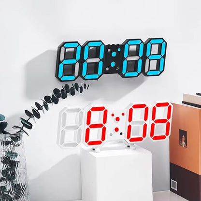 3D LED Digital Wall Clock RGB Modern Design Living Room Decor Date/Temperature Table Alarm Nightlight Brightness Desktop Clocks