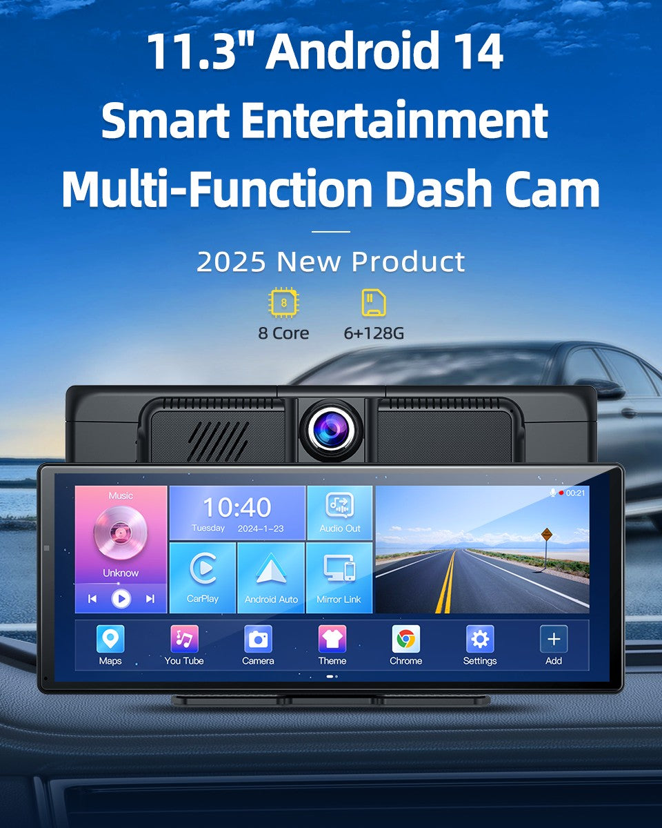 W60 11.3'' 8 Núcleos Android 14 6+128GB Player Multimídia Carplay&Android Auto WiFi 5G Google Play Youtube Netflix Atualização OTA