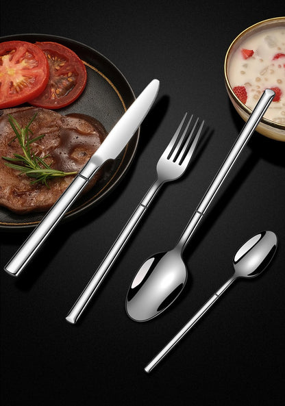 Cutlery set Thickening and widening high-grade 304 stainless steel tableware Knight knife fork spoon tableware set dinnerware