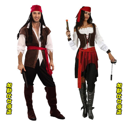 Pirate Costumes for Women Men Adult Halloween Male Captain Jack Sparrow Costume Pirates of the Caribbean Cosplay Clothes Set
