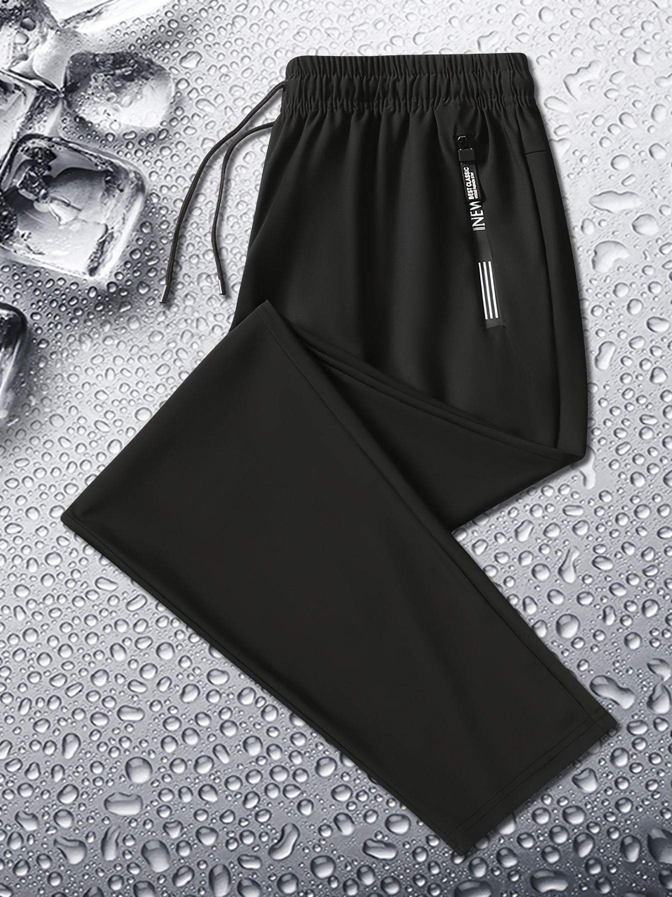 Calça Jogging Masculina de Verão Duas Cores Respirável Elástica Esportiva com Zíper Calça Jogger Masculina Reta para Pesca Academia