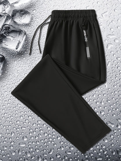 Calça Jogging Masculina de Verão Duas Cores Respirável Elástica Esportiva com Zíper Calça Jogger Masculina Reta para Pesca Academia
