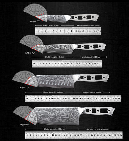 Lâmina Bruta para Facas de Cozinha TURWHO DIY, Aço Damasco 67 Camadas VG10, Faca Japonesa de Chef Santoku Kiritsuke para Fatiar e de Uso Geral